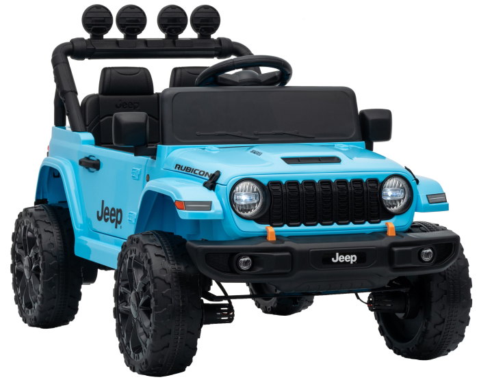 Masinuta electrica 4x4 Premier Mini Jeep Wrangler Rubicon, 12V, roti cauciuc EVA, scaun piele ecologica, 101x59x65 cm, turcoaz [12]