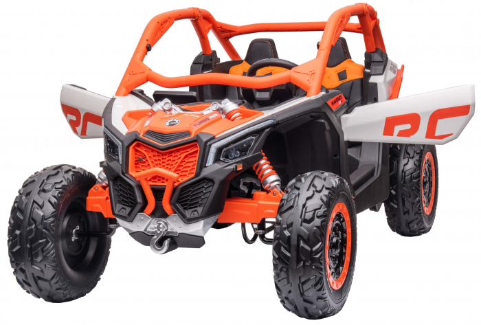Masinuta UTV electric Premier Can-Am Maverick Speed RC, 2 locuri, 24V, roti cauciuc EVA, scaun piele ecologica, 2 motoare 240W, portocaliu [10]