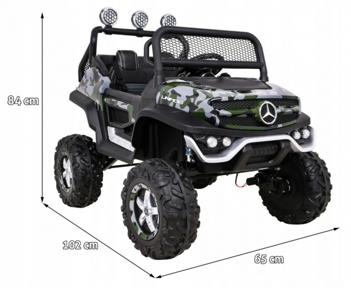 Masinuta electrica 4x4 Premier Mini Mercedes Unimog, 12V, roti cauciuc EVA, scaun piele ecologica, camuflaj [2]