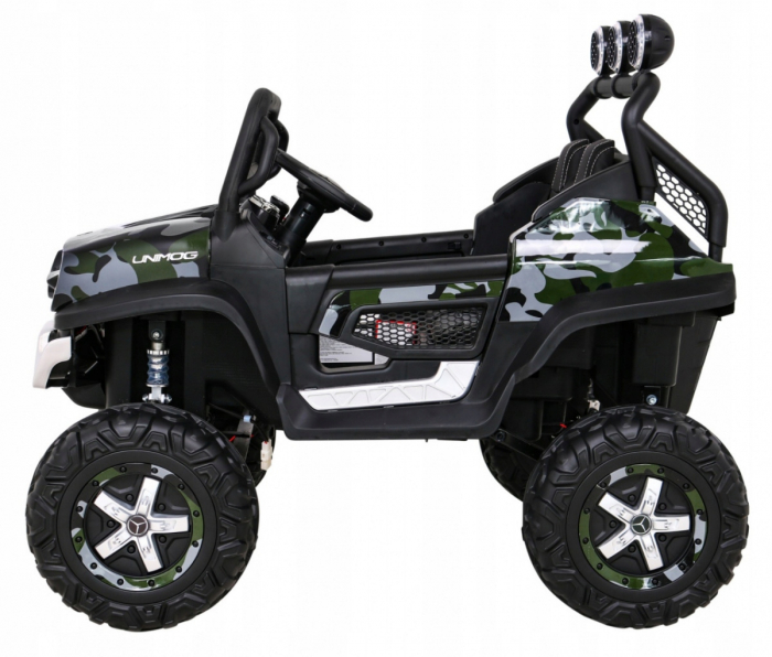 Masinuta electrica 4x4 Premier Mini Mercedes Unimog, 12V, roti cauciuc EVA, scaun piele ecologica, camuflaj [4]