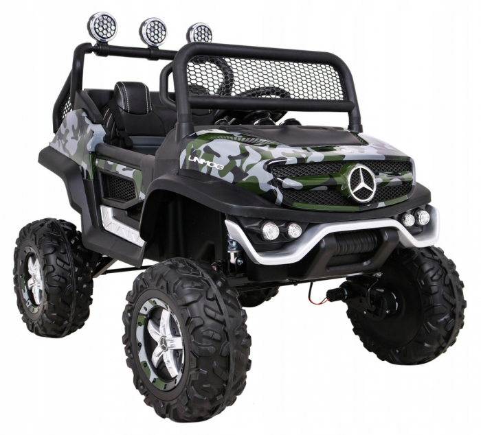 Masinuta electrica 4x4 Premier Mini Mercedes Unimog, 12V, roti cauciuc EVA, scaun piele ecologica, camuflaj [9]