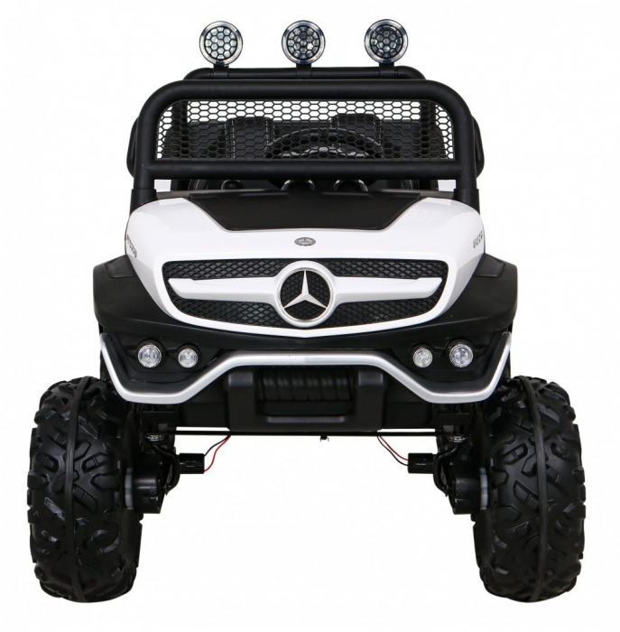 Masinuta electrica 4x4 Premier Mini Mercedes Unimog, 12V, roti cauciuc EVA, scaun piele ecologica, alb [10]