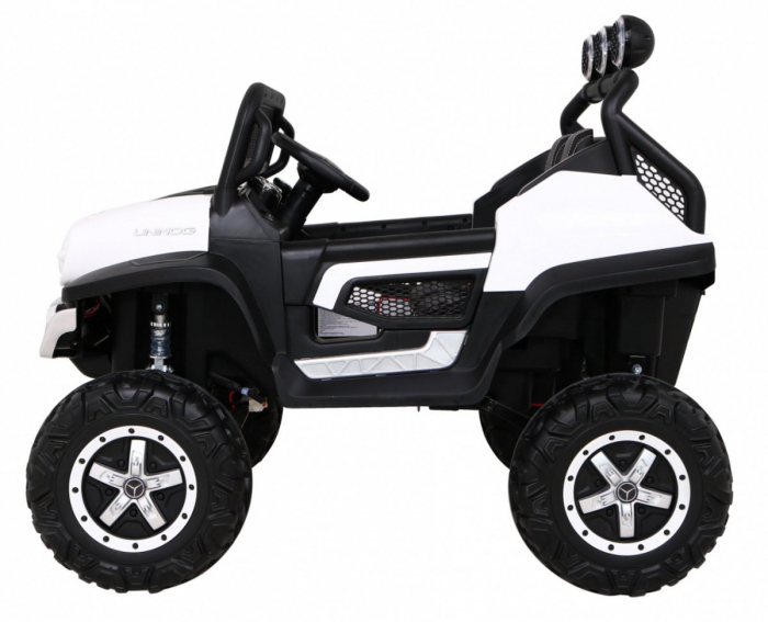Masinuta electrica 4x4 Premier Mini Mercedes Unimog, 12V, roti cauciuc EVA, scaun piele ecologica, alb [6]