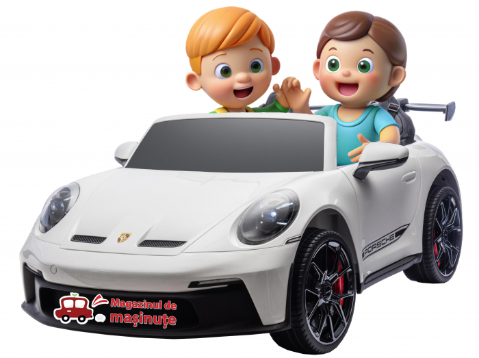 Masinuta electrica 4x4 Premier Porsche 911 GT3, 12V, 2 copii, roti cauciuc EVA, scaun piele ecologica, alb [1]