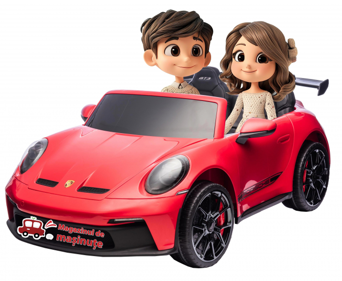 Masinuta electrica 4x4 Premier Porsche 911 GT3, 12V, 2 copii, roti cauciuc EVA, scaun piele ecologica, rosu [1]