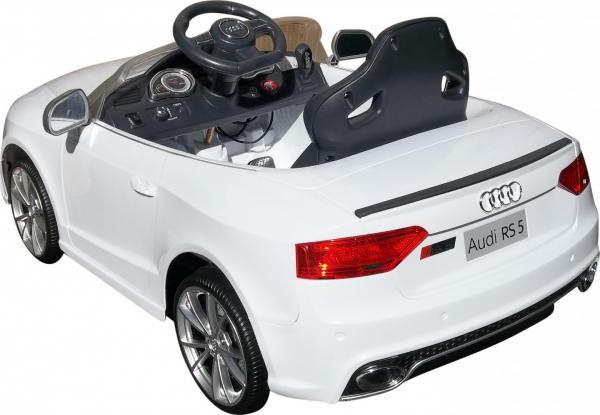 Masinuta electrica Premier Audi RS5, 12V, roti cauciuc EVA, scaun piele ecologica, alba [5]