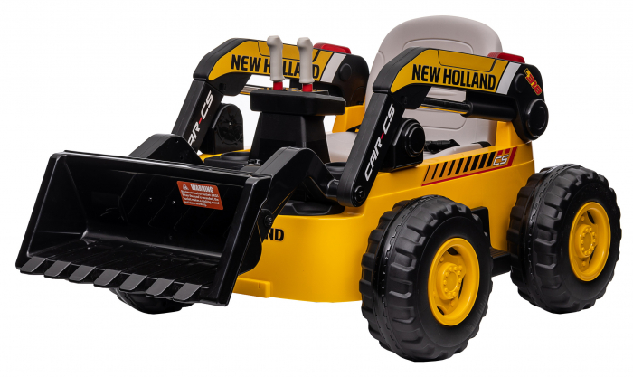 Masinuta electrica buldozer Premier New Holland, 4x4, 12V, galben [24]