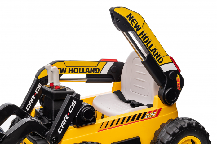Masinuta electrica buldozer Premier New Holland, 4x4, 12V, galben [49]