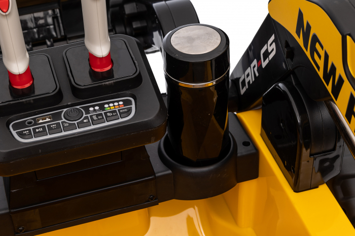 Masinuta electrica buldozer Premier New Holland, 4x4, 12V, galben [60]