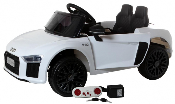 Masinuta electrica Premier Audi R8 Spyder, 12V, roti cauciuc EVA, scaun piele ecologica, alba [8]