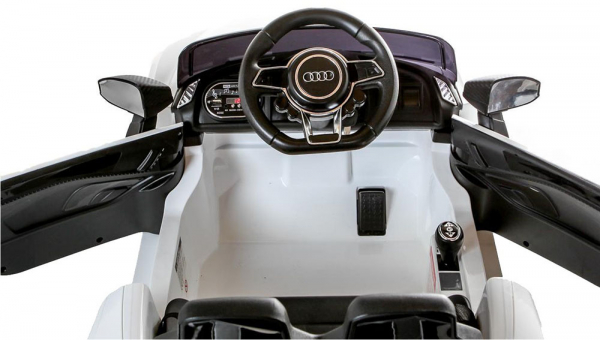Masinuta electrica Premier Audi R8 Spyder, 12V, roti cauciuc EVA, scaun piele ecologica, alba [10]