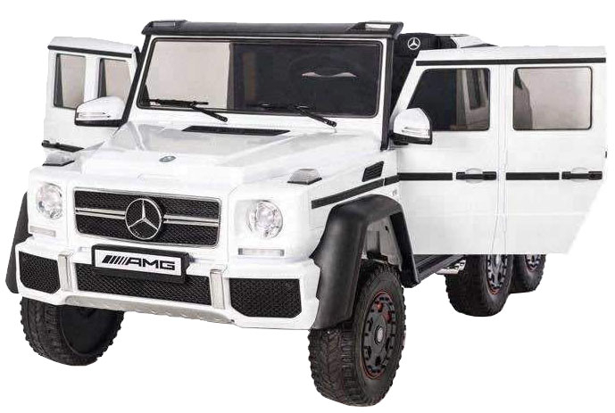 Masinuta electrica Mercedes G63 Duet 6x6, 12V, 6 roti cauciuc EVA, 6 motoare, 2 locuri, scaun piele ecologica, alb [6]