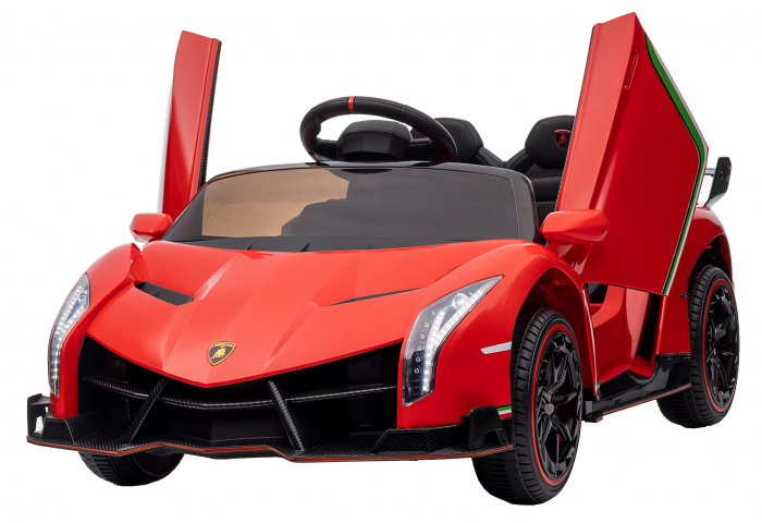 Masinuta electrica Premier 4x4 Lamborghini Veneno S, 12V, roti cauciuc EVA, scaun piele ecologica, rosu [16]