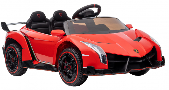 Masinuta electrica Premier 4x4 Lamborghini Veneno S, 12V, roti cauciuc EVA, scaun piele ecologica, rosu [13]