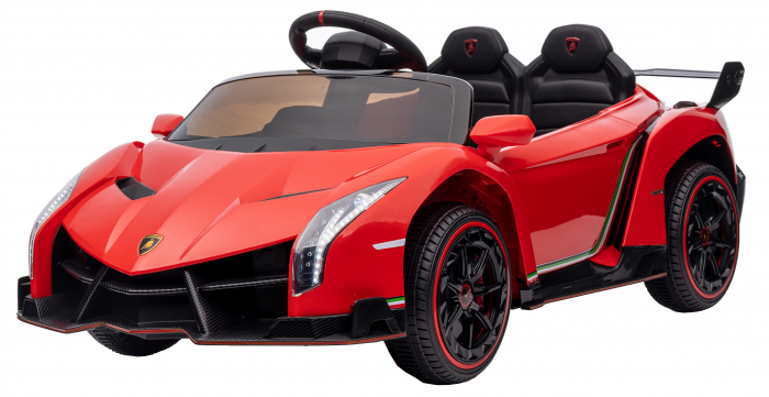 Masinuta electrica Premier 4x4 Lamborghini Veneno S, 12V, roti cauciuc EVA, scaun piele ecologica, rosu [4]