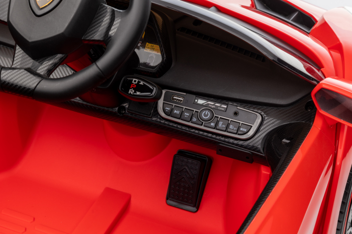 Masinuta electrica Premier 4x4 Lamborghini Veneno S, 12V, roti cauciuc EVA, scaun piele ecologica, rosu [36]