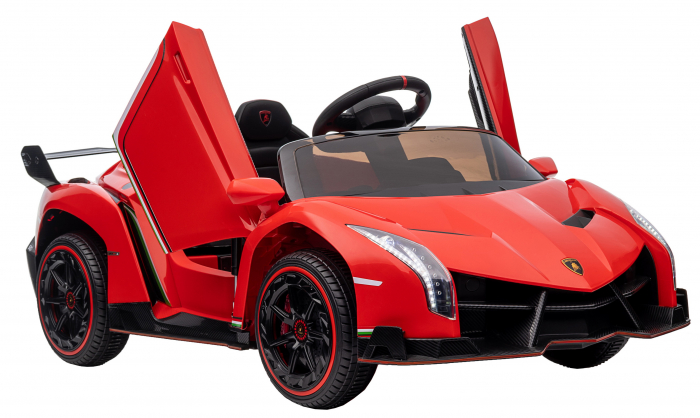 Masinuta electrica Premier 4x4 Lamborghini Veneno S, 12V, roti cauciuc EVA, scaun piele ecologica, rosu [23]