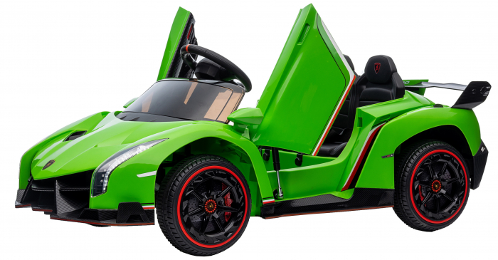 Masinuta electrica Premier 4x4 Lamborghini Veneno S, 12V, roti cauciuc EVA, scaun piele ecologica, verde [18]