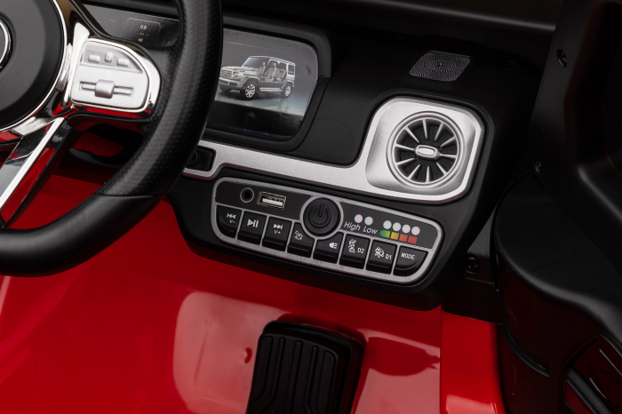 Masinuta electrica Premier 4x4 Mercedes G500, 12V, roti cauciuc EVA, scaun piele ecologica, rosu [56]