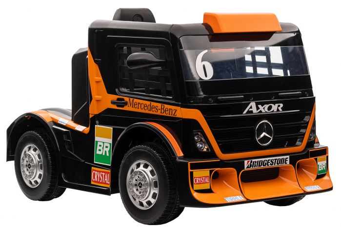 Camion electric Premier Mercedes Axor, 12V, roti cauciuc EVA, scaun piele ecologica, portocaliu [8]