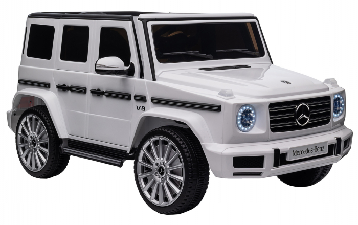 Masinuta electrica Premier 4x4 Mercedes G500, 12V, roti cauciuc EVA, scaun piele ecologica, alb [14]