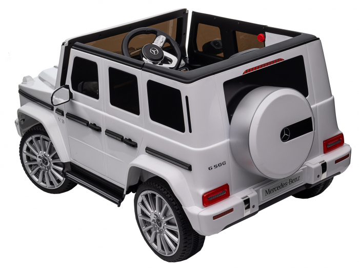 Masinuta electrica Premier 4x4 Mercedes G500, 12V, roti cauciuc EVA, scaun piele ecologica, alb [36]