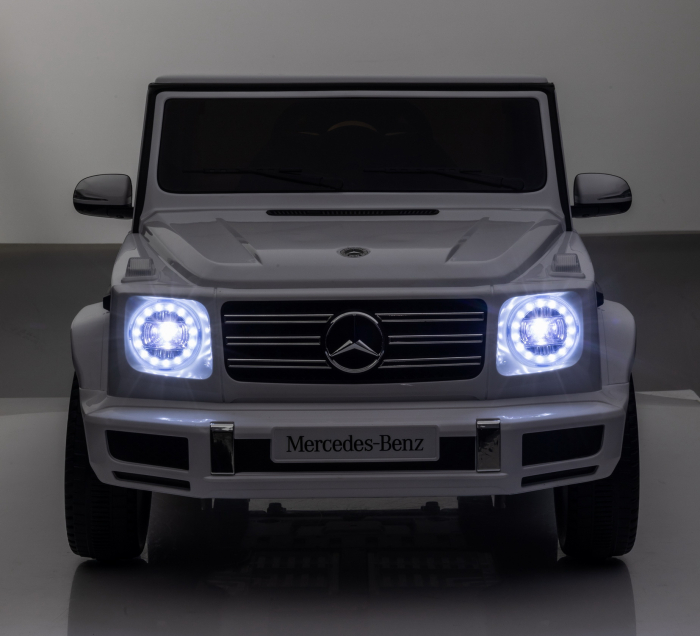 Masinuta electrica Premier 4x4 Mercedes G500, 12V, roti cauciuc EVA, scaun piele ecologica, alb [70]