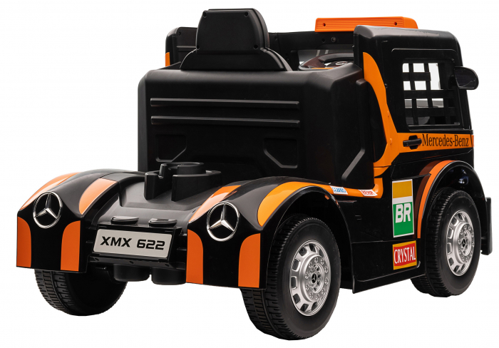 Camion electric Premier Mercedes Axor, 12V, roti cauciuc EVA, scaun piele ecologica, portocaliu [7]