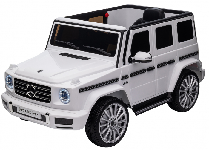 Masinuta electrica Premier 4x4 Mercedes G500, 12V, roti cauciuc EVA, scaun piele ecologica, alb [30]