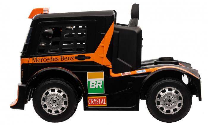 Camion electric Premier Mercedes Axor, 12V, roti cauciuc EVA, scaun piele ecologica, portocaliu [4]