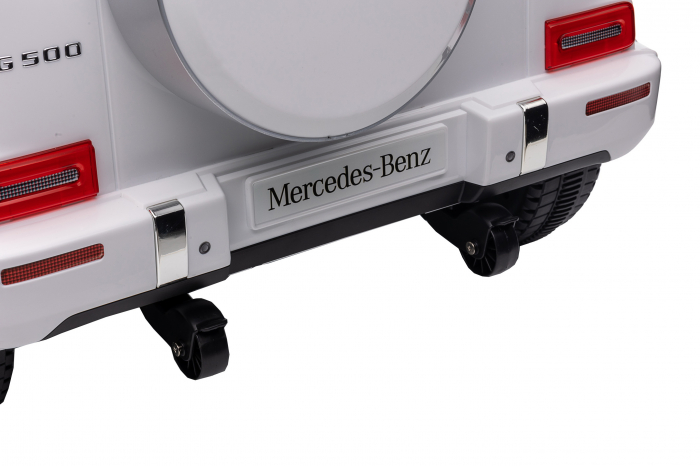 Masinuta electrica Premier 4x4 Mercedes G500, 12V, roti cauciuc EVA, scaun piele ecologica, alb [65]