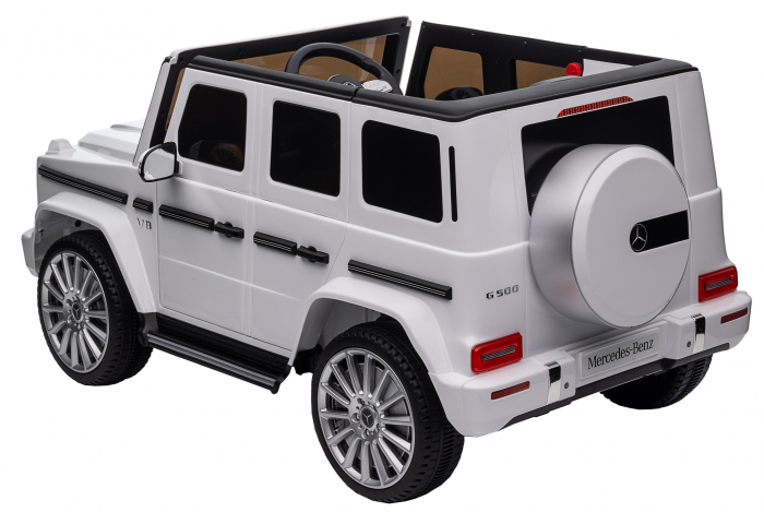 Masinuta electrica Premier 4x4 Mercedes G500, 12V, roti cauciuc EVA, scaun piele ecologica, alb [29]