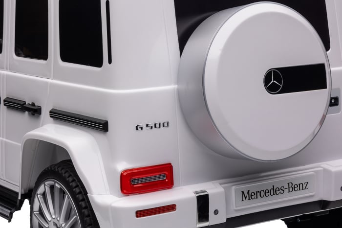 Masinuta electrica Premier 4x4 Mercedes G500, 12V, roti cauciuc EVA, scaun piele ecologica, alb [61]