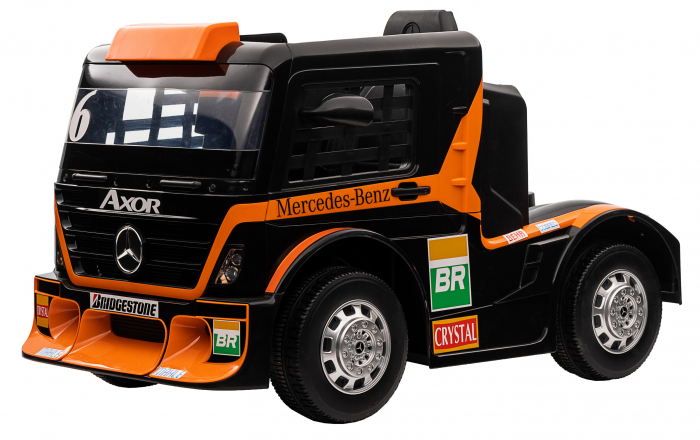 Camion electric Premier Mercedes Axor, 12V, roti cauciuc EVA, scaun piele ecologica, portocaliu [3]