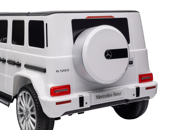 Masinuta electrica Premier 4x4 Mercedes G500, 12V, roti cauciuc EVA, scaun piele ecologica, alb [60]