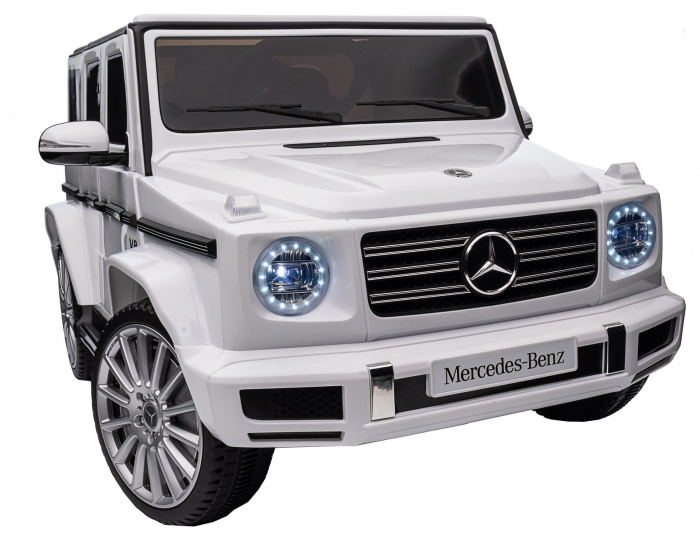 Masinuta electrica Premier 4x4 Mercedes G500, 12V, roti cauciuc EVA, scaun piele ecologica, alb [33]