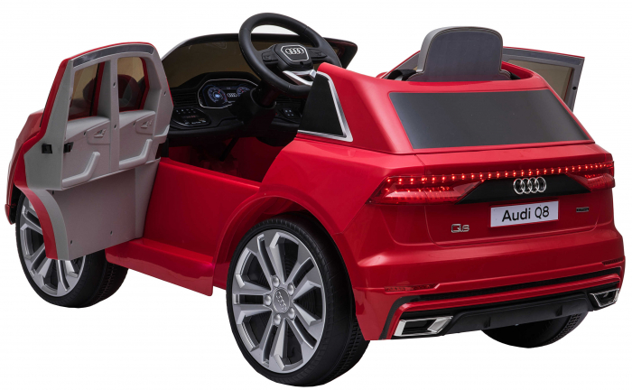 Masinuta electrica Premier Audi Q8, 12V, roti cauciuc EVA, scaun piele ecologica, rosu [16]
