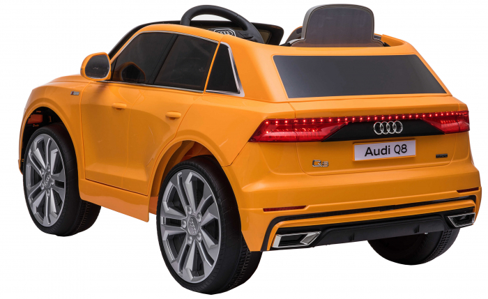 Masinuta electrica Premier Audi Q8, 12V, roti cauciuc EVA, scaun piele ecologica, portocaliu [8]