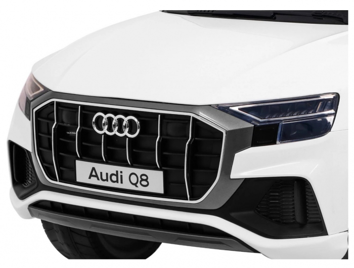 Masinuta electrica Premier Audi Q8, 12V, roti cauciuc EVA, scaun piele ecologica, alb [10]
