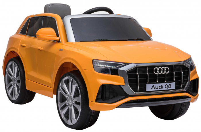 Masinuta electrica Premier Audi Q8, 12V, roti cauciuc EVA, scaun piele ecologica, portocaliu [16]