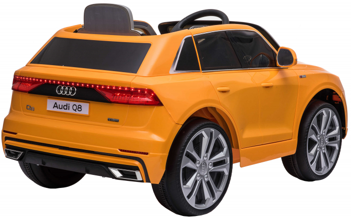 Masinuta electrica Premier Audi Q8, 12V, roti cauciuc EVA, scaun piele ecologica, portocaliu [13]
