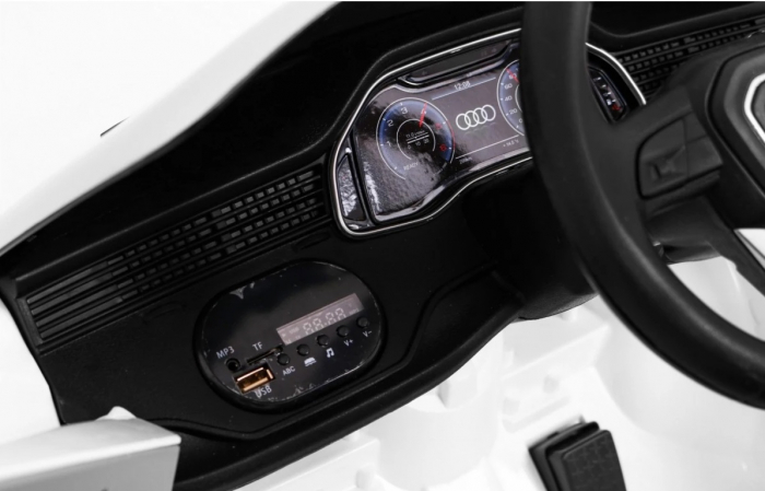 Masinuta electrica Premier Audi Q8, 12V, roti cauciuc EVA, scaun piele ecologica, alb [7]
