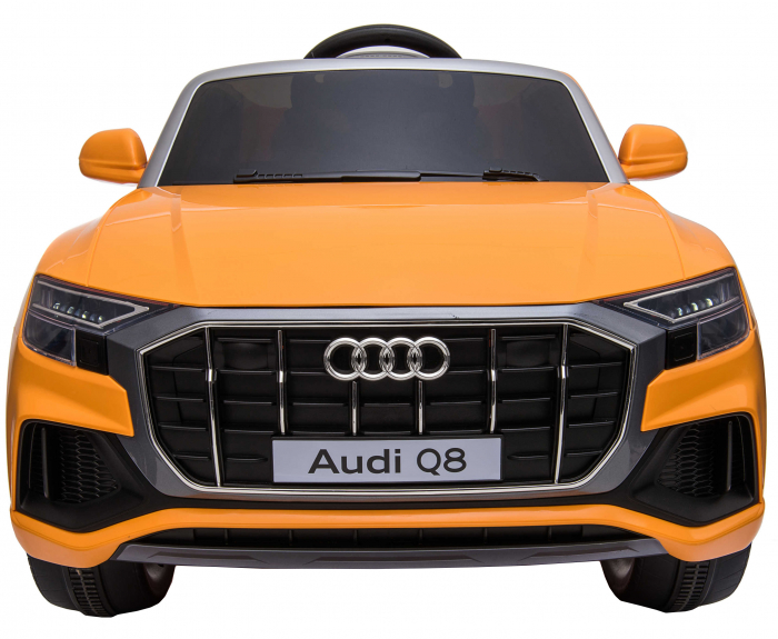 Masinuta electrica Premier Audi Q8, 12V, roti cauciuc EVA, scaun piele ecologica, portocaliu [29]