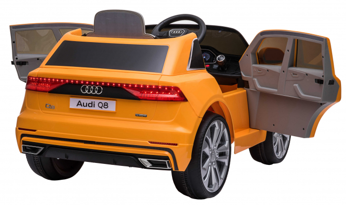 Masinuta electrica Premier Audi Q8, 12V, roti cauciuc EVA, scaun piele ecologica, portocaliu [25]