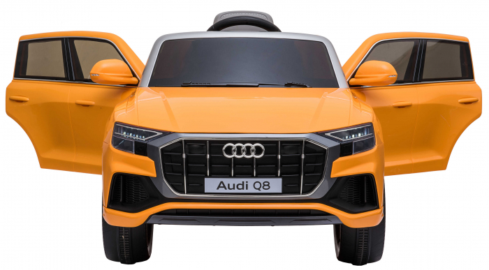 Masinuta electrica Premier Audi Q8, 12V, roti cauciuc EVA, scaun piele ecologica, portocaliu [18]