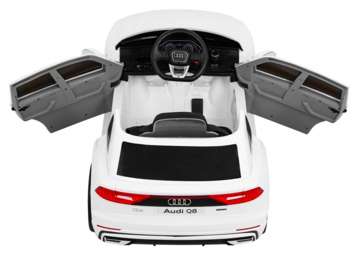 Masinuta electrica Premier Audi Q8, 12V, roti cauciuc EVA, scaun piele ecologica, alb [6]