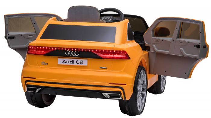 Masinuta electrica Premier Audi Q8, 12V, roti cauciuc EVA, scaun piele ecologica, portocaliu [24]