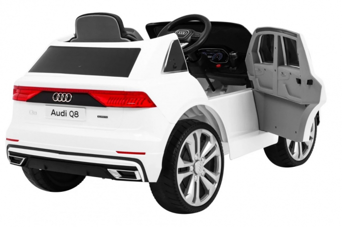 Masinuta electrica Premier Audi Q8, 12V, roti cauciuc EVA, scaun piele ecologica, alb [8]