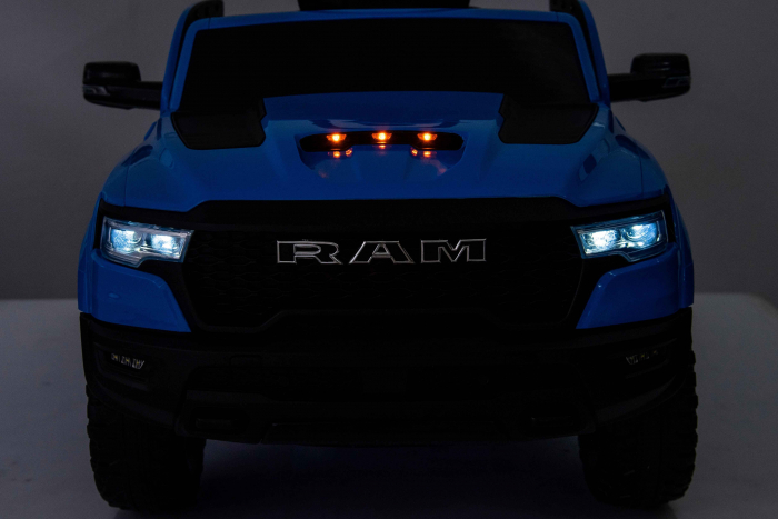 Masinuta electrica Premier RAM 1500 RHO, 12V, roti cauciuc EVA, scaun piele ecologica, albastru [4]