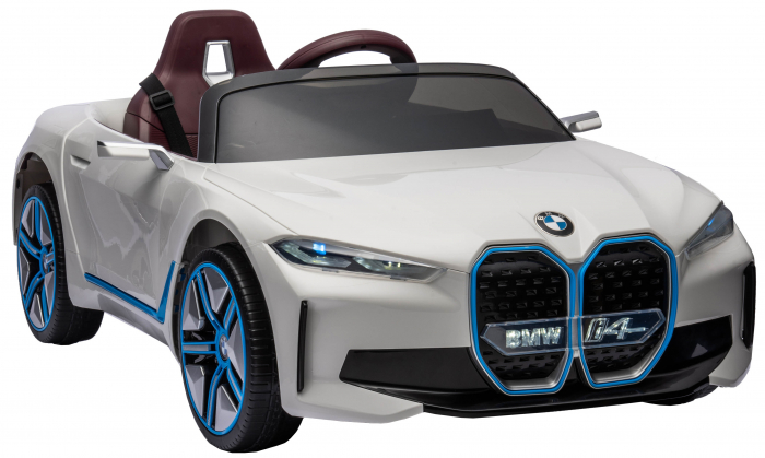 Masinuta electrica Premier BMW i4, 12V, roti cauciuc EVA, scaun piele ecologica, alb [9]